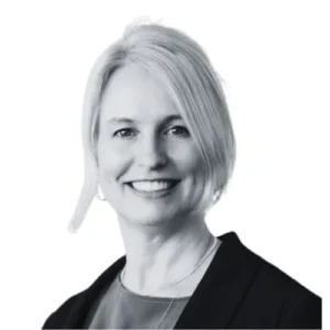 Annika Colston in dark clothes and black blazer