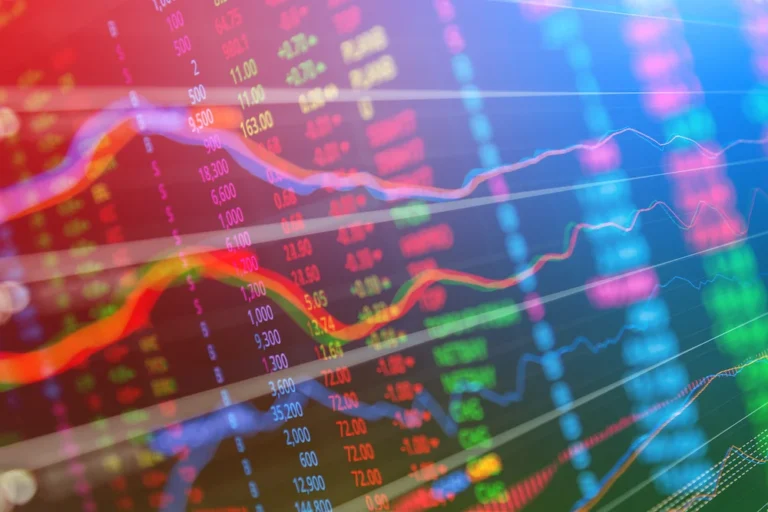 Statistic graph stock market data and finance indicator analysis from LED display