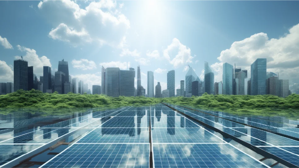 commercial buildings and solar panel