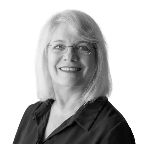 Lynn Gatto headshot black and white.