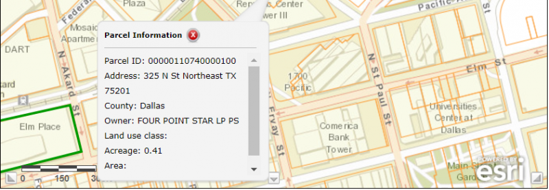 Parcel Data Information Box and Site Tracing